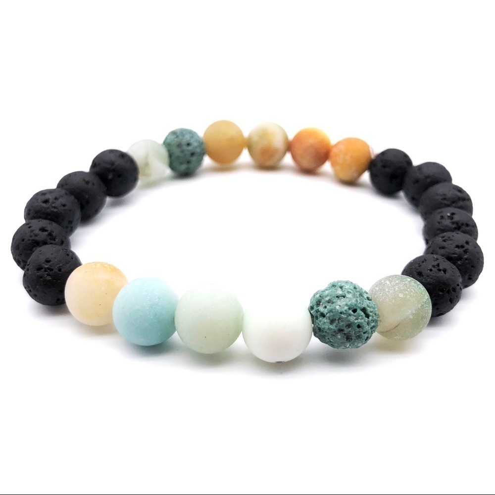 BOGO Handmade Light Green Natural Lava Stone Bracelet